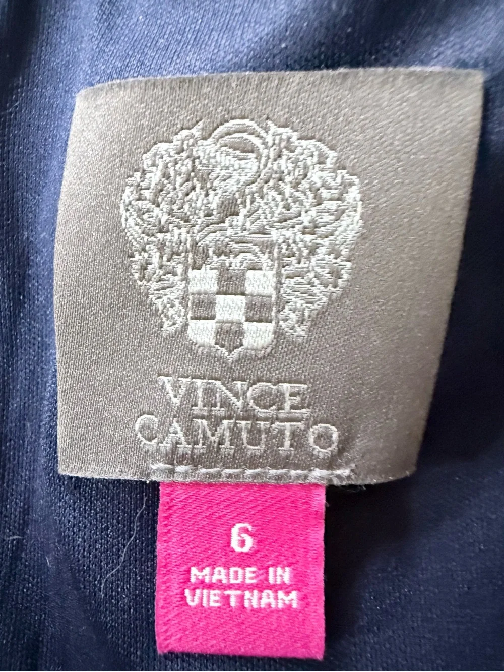 Vince Camuto Navy Asymmetric Foldover Sheath Cocktail Dress 6 - Picture 6 of 7